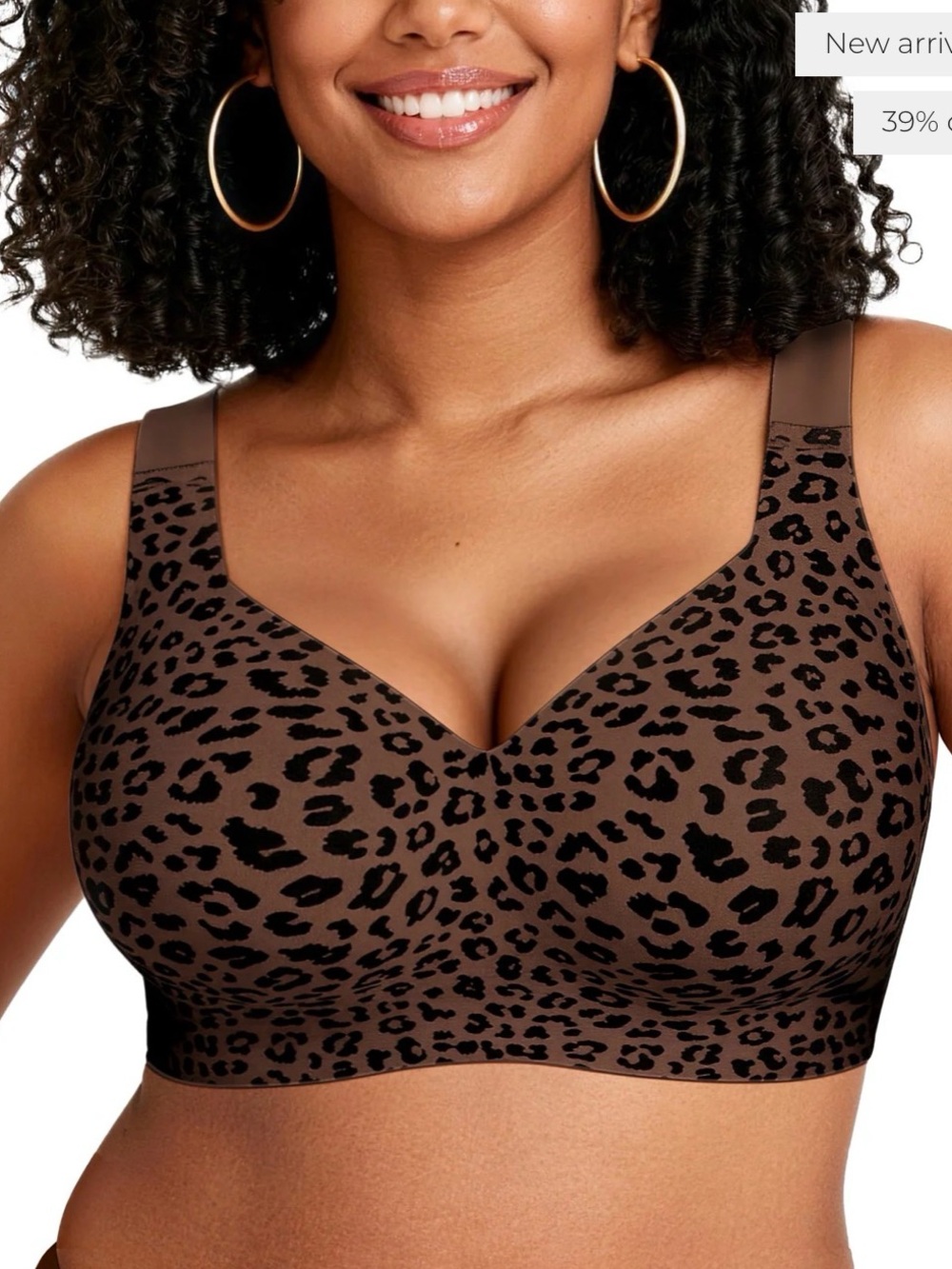 Wireless Leopard-Print Comfort Bra in Brown